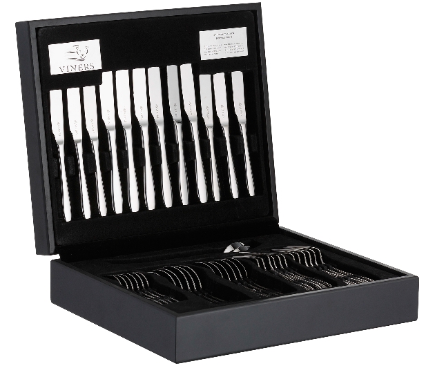 44-piece cutlery set with a modern teardrop shaped handle