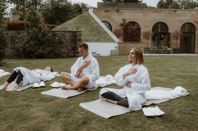 couple meditating at new yorkshire retreat: the old reservoir retreat