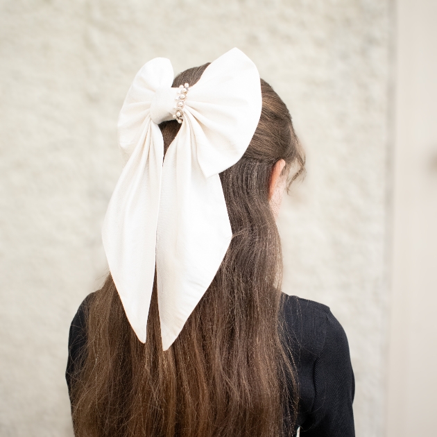 white bridal hair bow